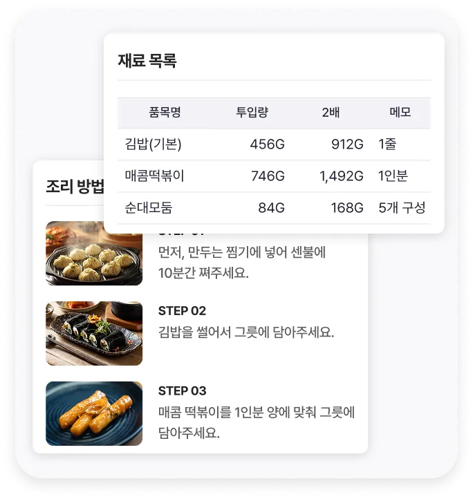 레시피 매뉴얼 생성