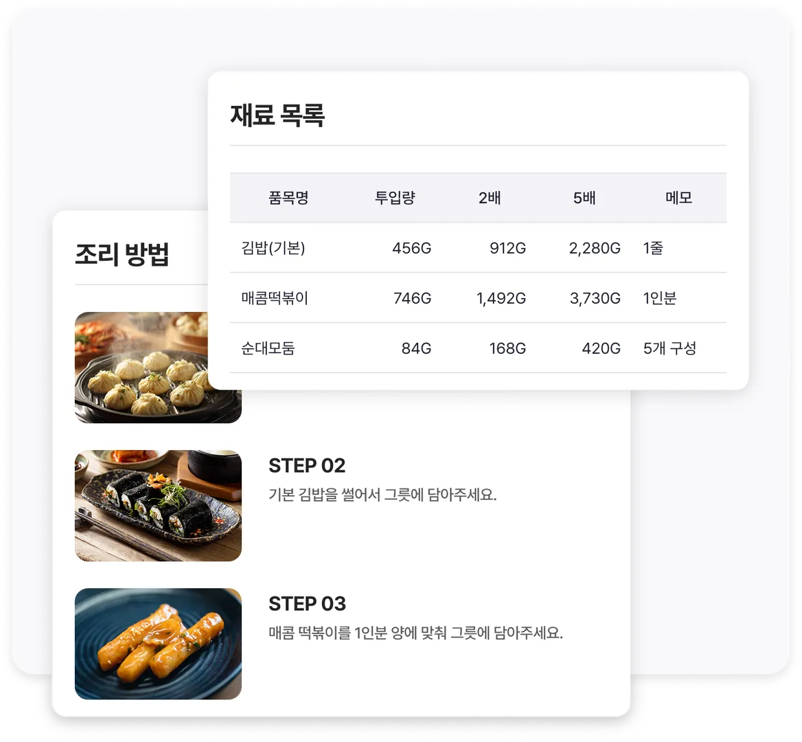 레시피 매뉴얼 생성